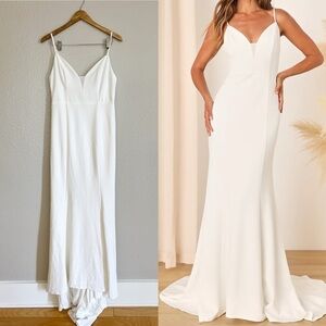 Confident Romance White Plunge Sleeveless Maxi Dress